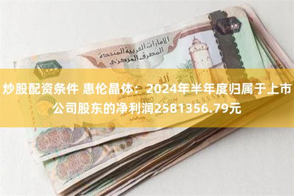 炒股配资条件 惠伦晶体：2024年半年度归属于上市公司股东的净利润2581356.79元