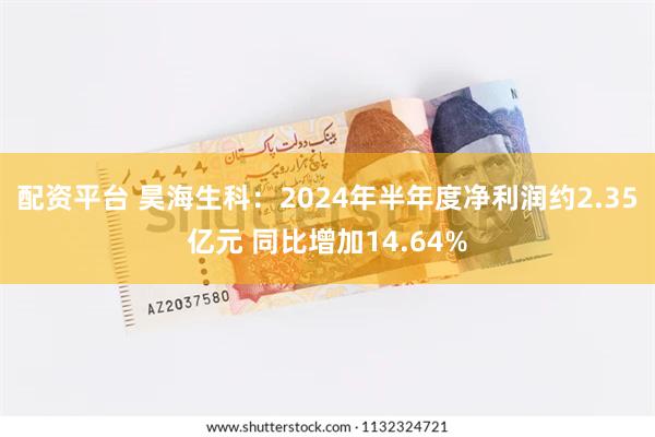 配资平台 昊海生科：2024年半年度净利润约2.35亿元 同比增加14.64%