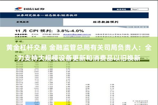 黄金杠杆交易 金融监管总局有关司局负责人：全力支持大规模设备更新和消费品以旧换新