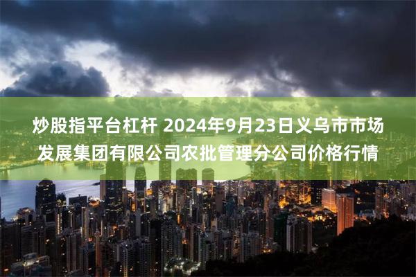 炒股指平台杠杆 2024年9月23日义乌市市场发展集团有限公司农批管理分公司价格行情