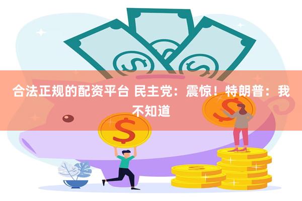 合法正规的配资平台 民主党：震惊！特朗普：我不知道