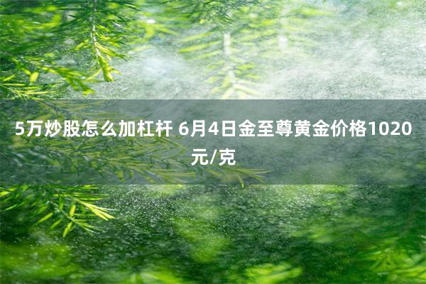 5万炒股怎么加杠杆 6月4日金至尊黄金价格1020元/克