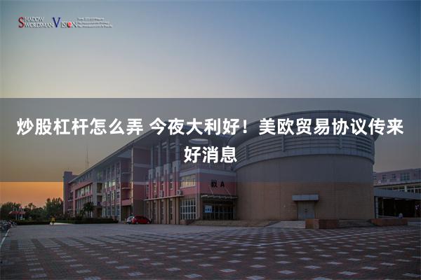 炒股杠杆怎么弄 今夜大利好！美欧贸易协议传来好消息