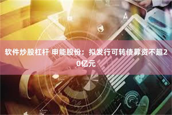 软件炒股杠杆 申能股份：拟发行可转债募资不超20亿元