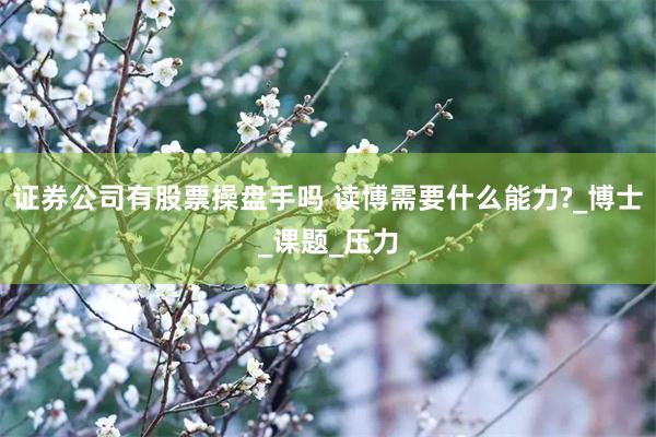 证券公司有股票操盘手吗 读博需要什么能力?_博士_课题_压力