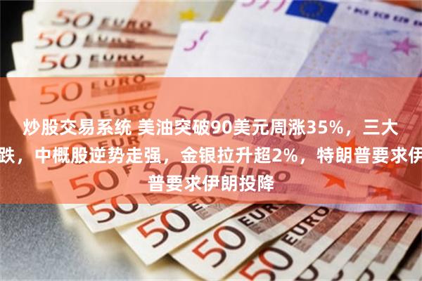 炒股交易系统 美油突破90美元周涨35%，三大股指齐跌，中概股逆势走强，金银拉升超2%，特朗普要求伊朗投降