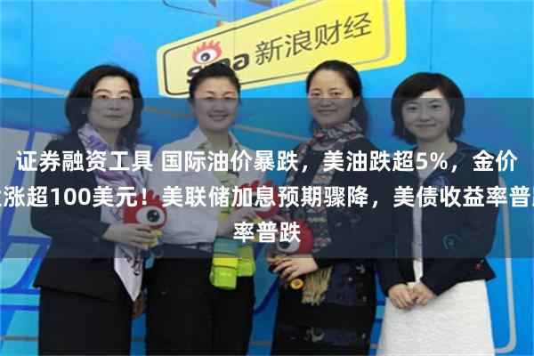 证券融资工具 国际油价暴跌,美油跌超5%,金价大涨超100美元!美联储加息预期骤降,美债收益率普跌