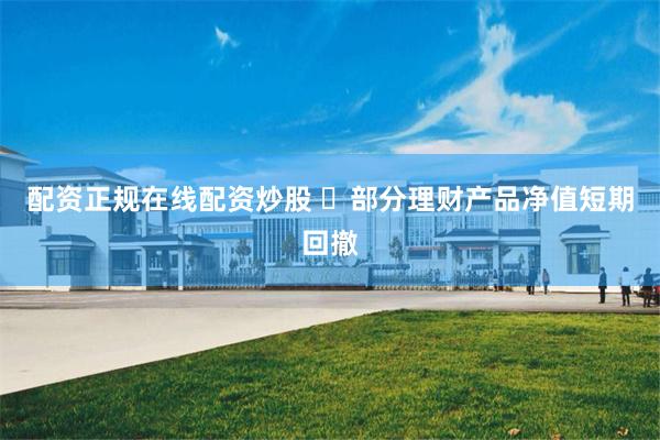 配资正规在线配资炒股 ​部分理财产品净值短期回撤
