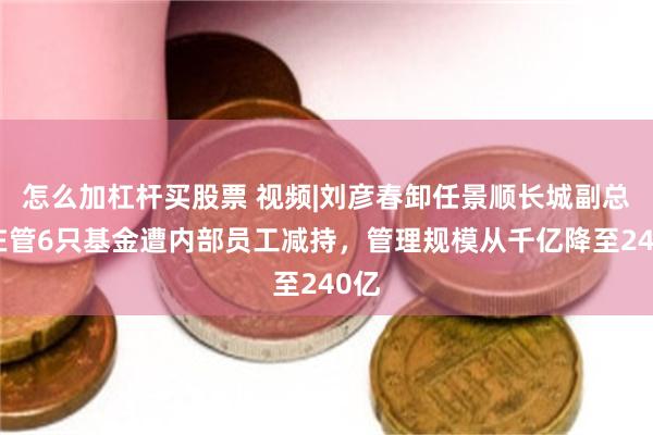 怎么加杠杆买股票 视频|刘彦春卸任景顺长城副总,在管6只基金遭内部员工减持,管理规模从千亿降至240亿