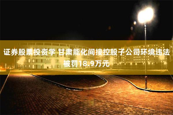 证券股票投资学 甘肃能化间接控股子公司环境违法被罚18.9万元