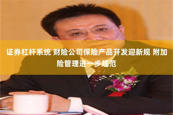 证券杠杆系统 财险公司保险产品开发迎新规 附加险管理进一步规范